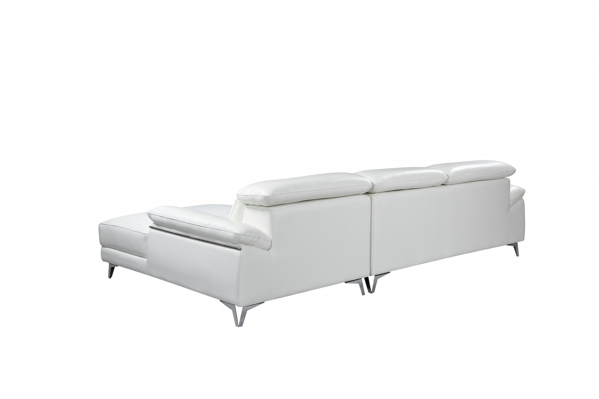 White Italian Leather L Shaped Two Piece Sofa and Chaise Sectional-Sectionals-DECOROLALA