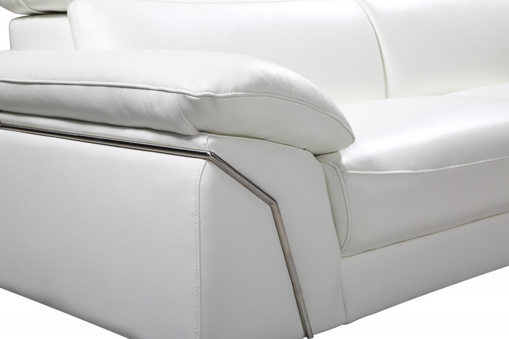 White Italian Leather L Shaped Two Piece Sofa and Chaise Sectional-Sectionals-DECOROLALA