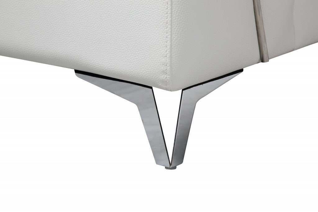 White Italian Leather L Shaped Two Piece Sofa and Chaise Sectional-Sectionals-DECOROLALA