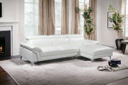 White Italian Leather L Shaped Two Piece Sofa and Chaise Sectional-Sectionals-DECOROLALA