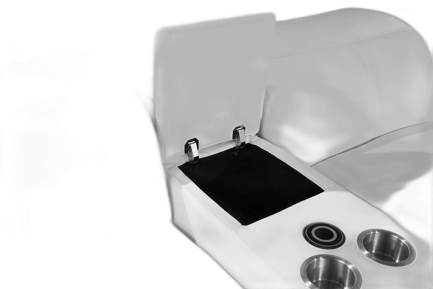 White Italian Leather Power Reclining U Shaped Six Piece Corner Sectional With Console-Sectionals-DECOROLALA