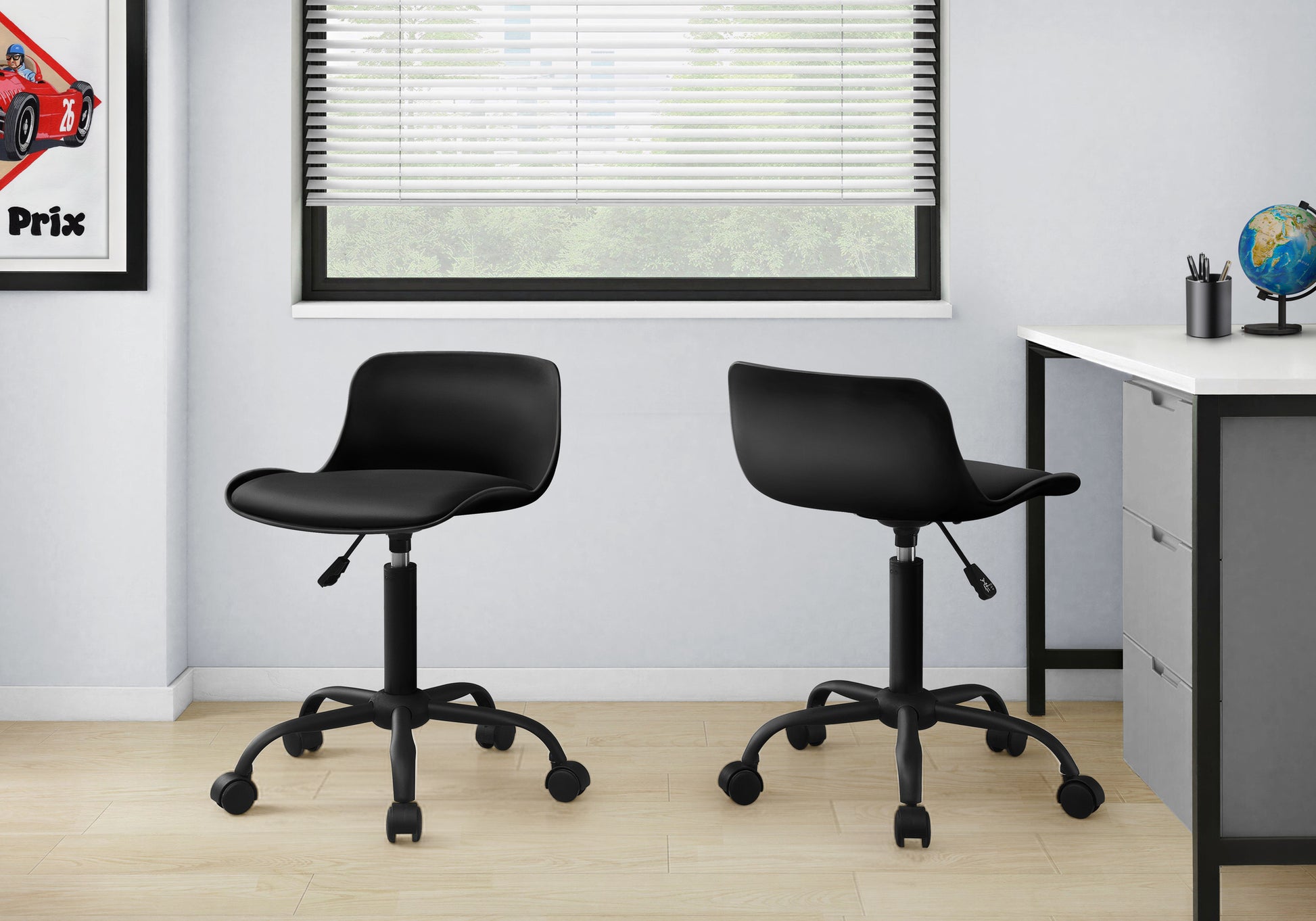 White Juvenile Office Chair - Low-Back Ergonomic-Computer Desk-DECOROLALA