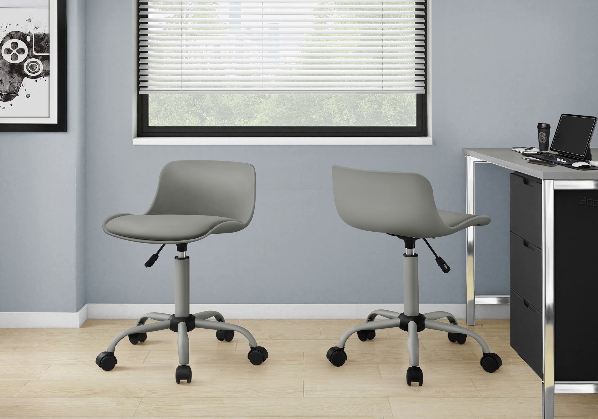 White Juvenile Office Chair - Low-Back Ergonomic-Computer Desk-DECOROLALA