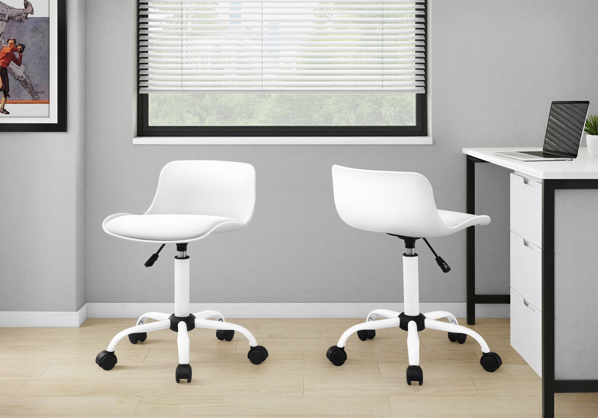 White Juvenile Office Chair - Low-Back Ergonomic-Computer Desk-DECOROLALA