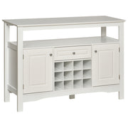 White Kitchen Buffet Cabinet 12-Bottle Wine Rack-DECOROLALA