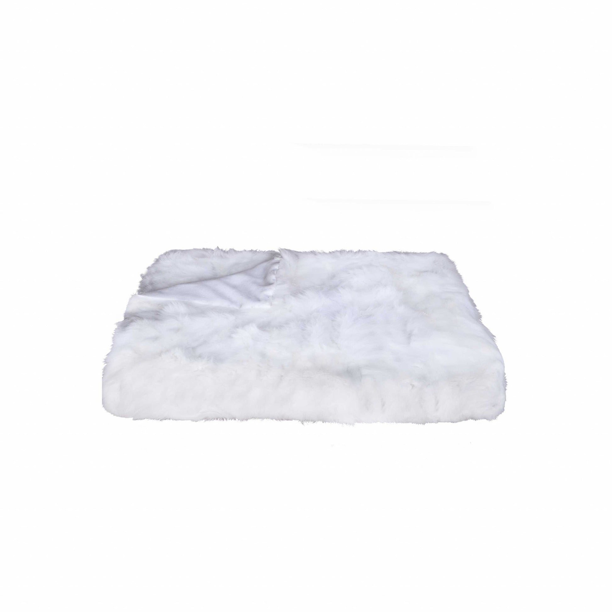 White Knitted Rabbit Solid Color Plush Reversable Throw-Throws & Blankets-DECOROLALA