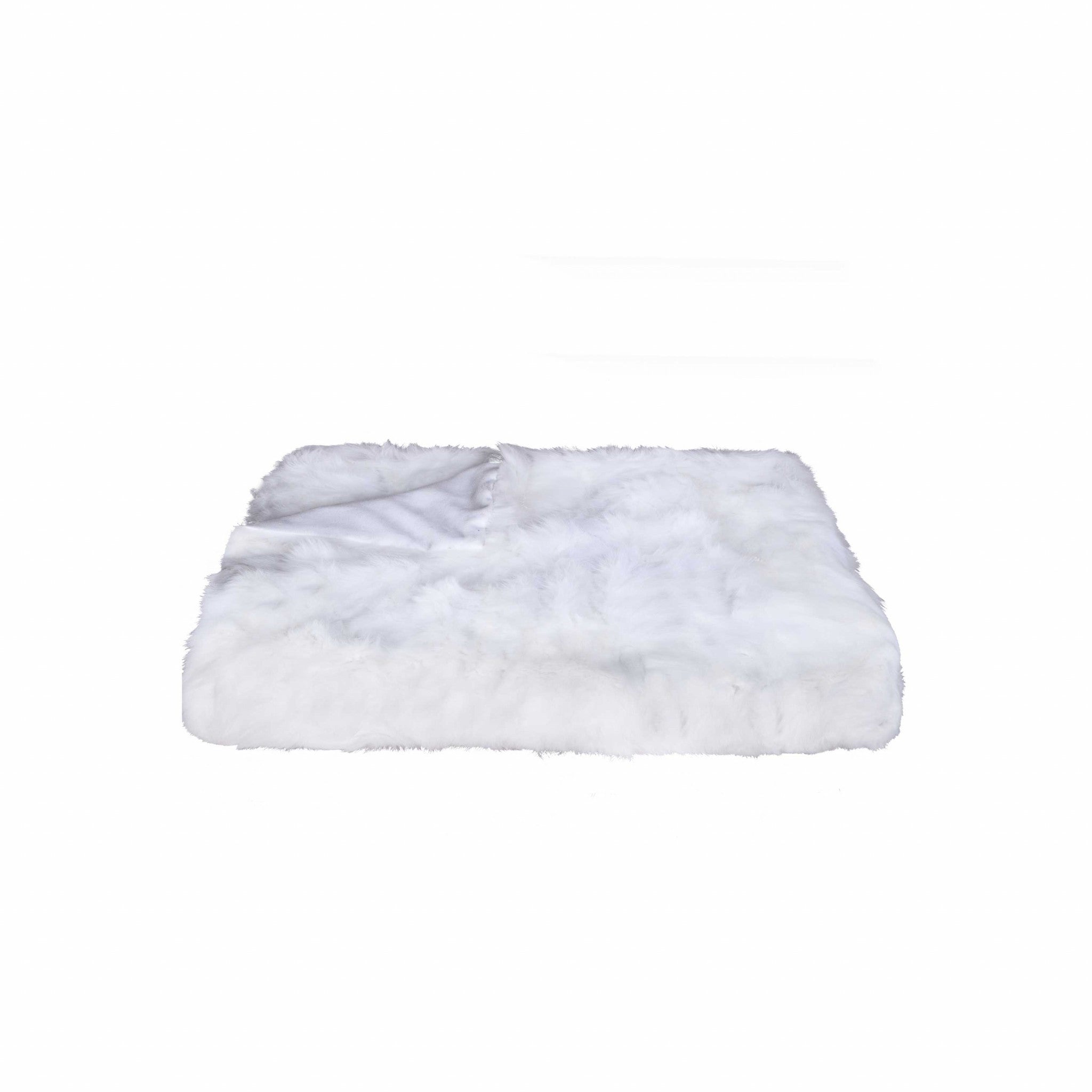 White Knitted Rabbit Solid Color Plush Reversable Throw-Throws & Blankets-DECOROLALA
