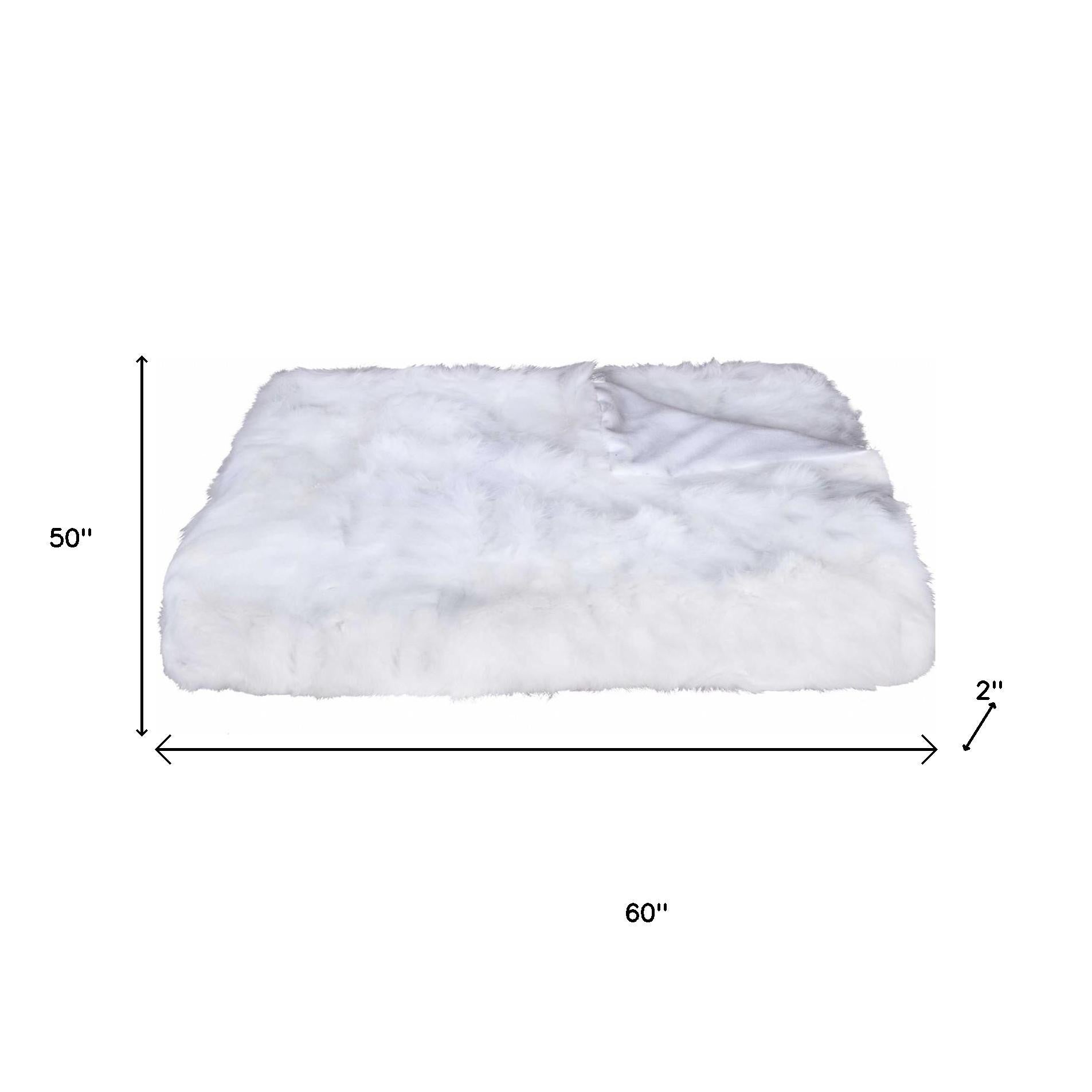 White Knitted Rabbit Solid Color Plush Reversable Throw-Throws & Blankets-DECOROLALA