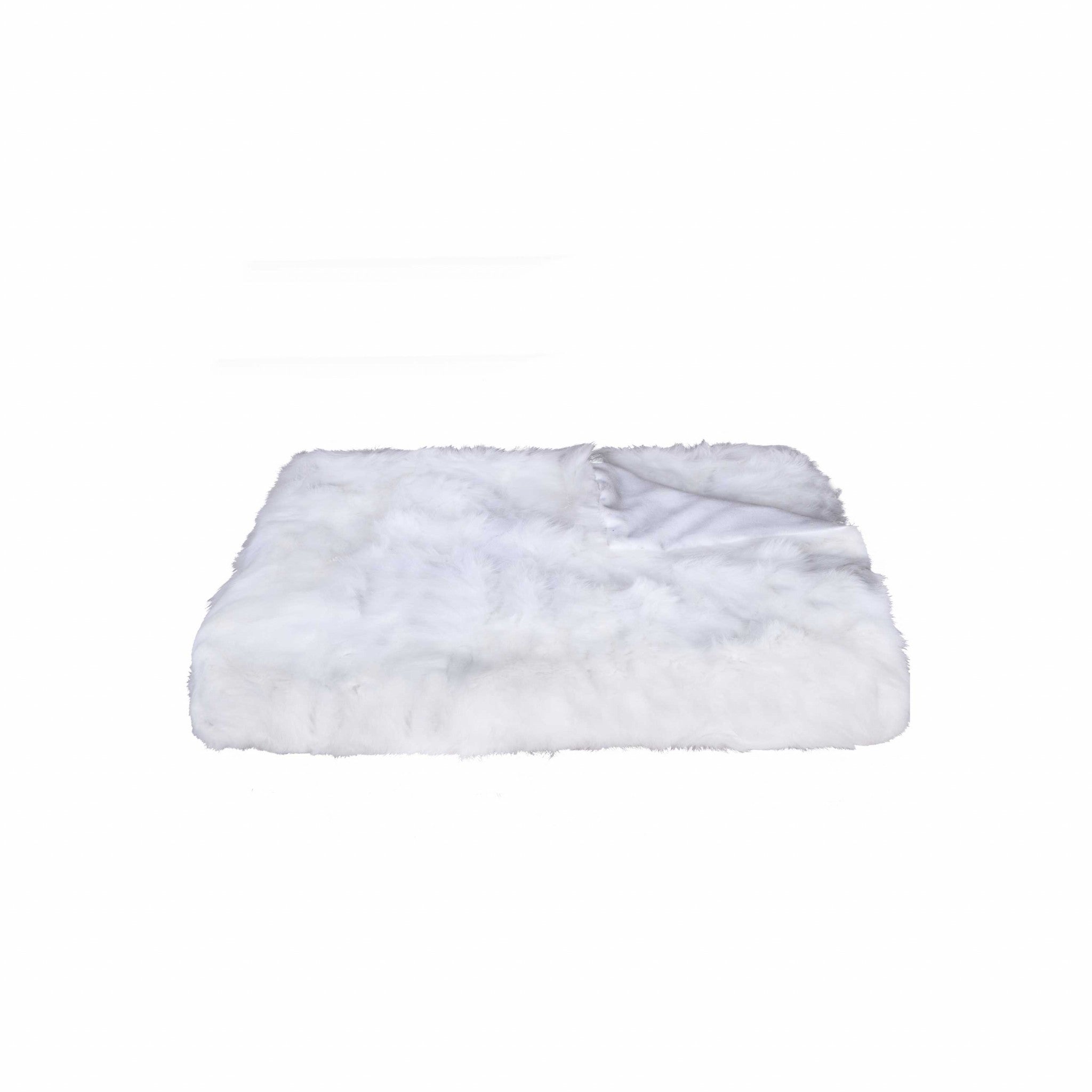 White Knitted Rabbit Solid Color Plush Reversable Throw-Throws & Blankets-DECOROLALA