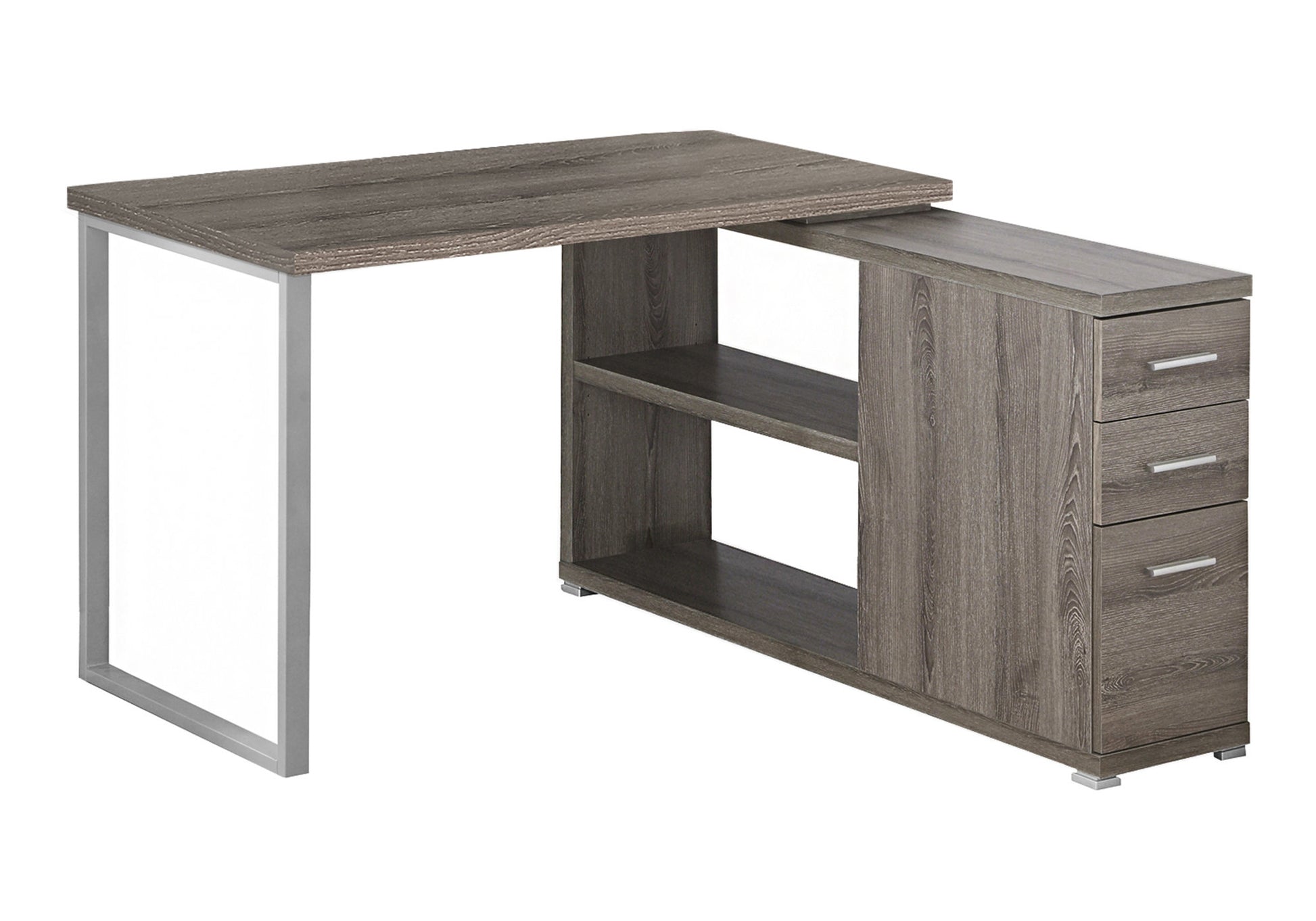 White L-Shape Corner Computer Desk with Storage-Bookshelf-DECOROLALA