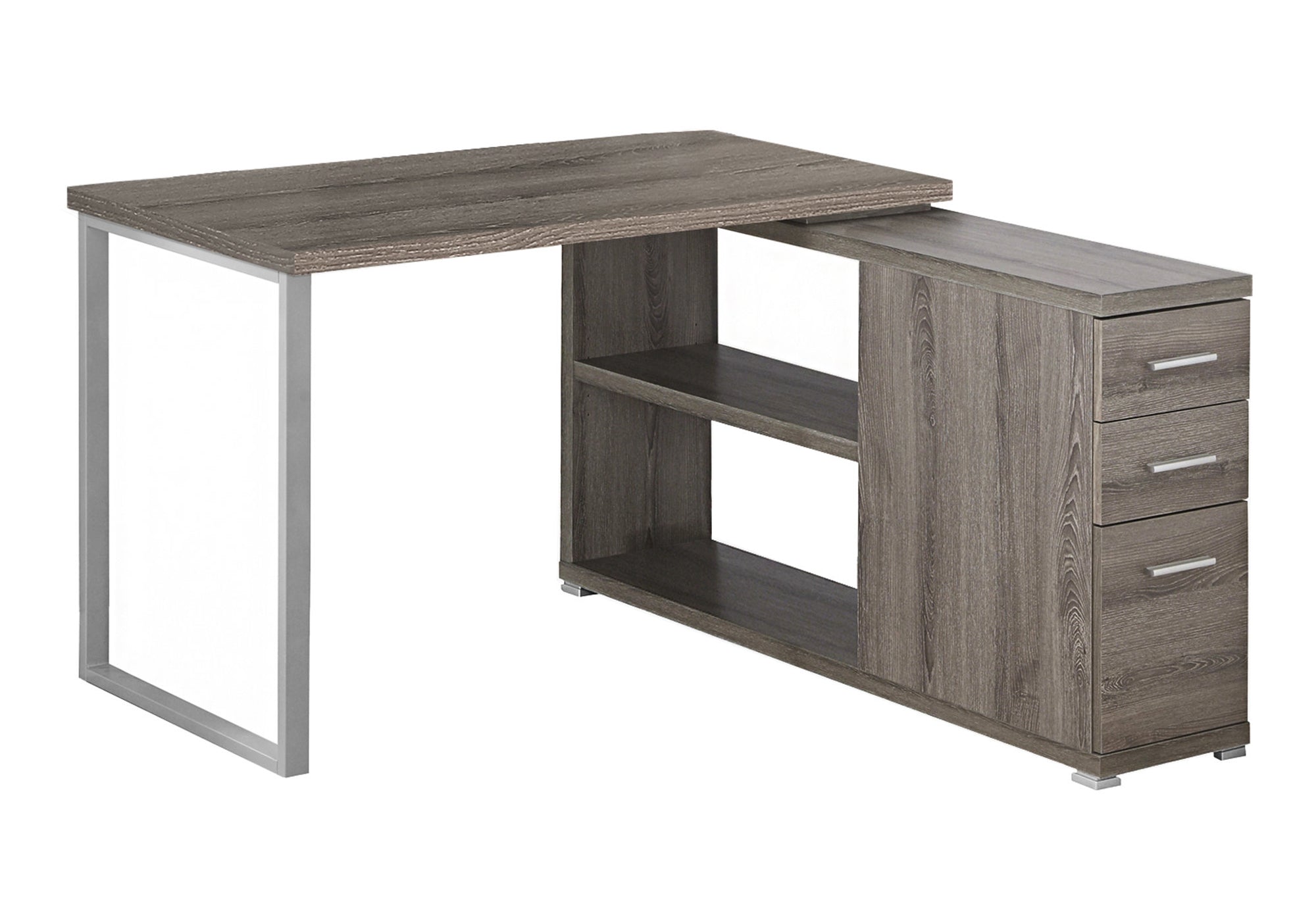 White L-Shape Corner Computer Desk with Storage-Bookshelf-DECOROLALA
