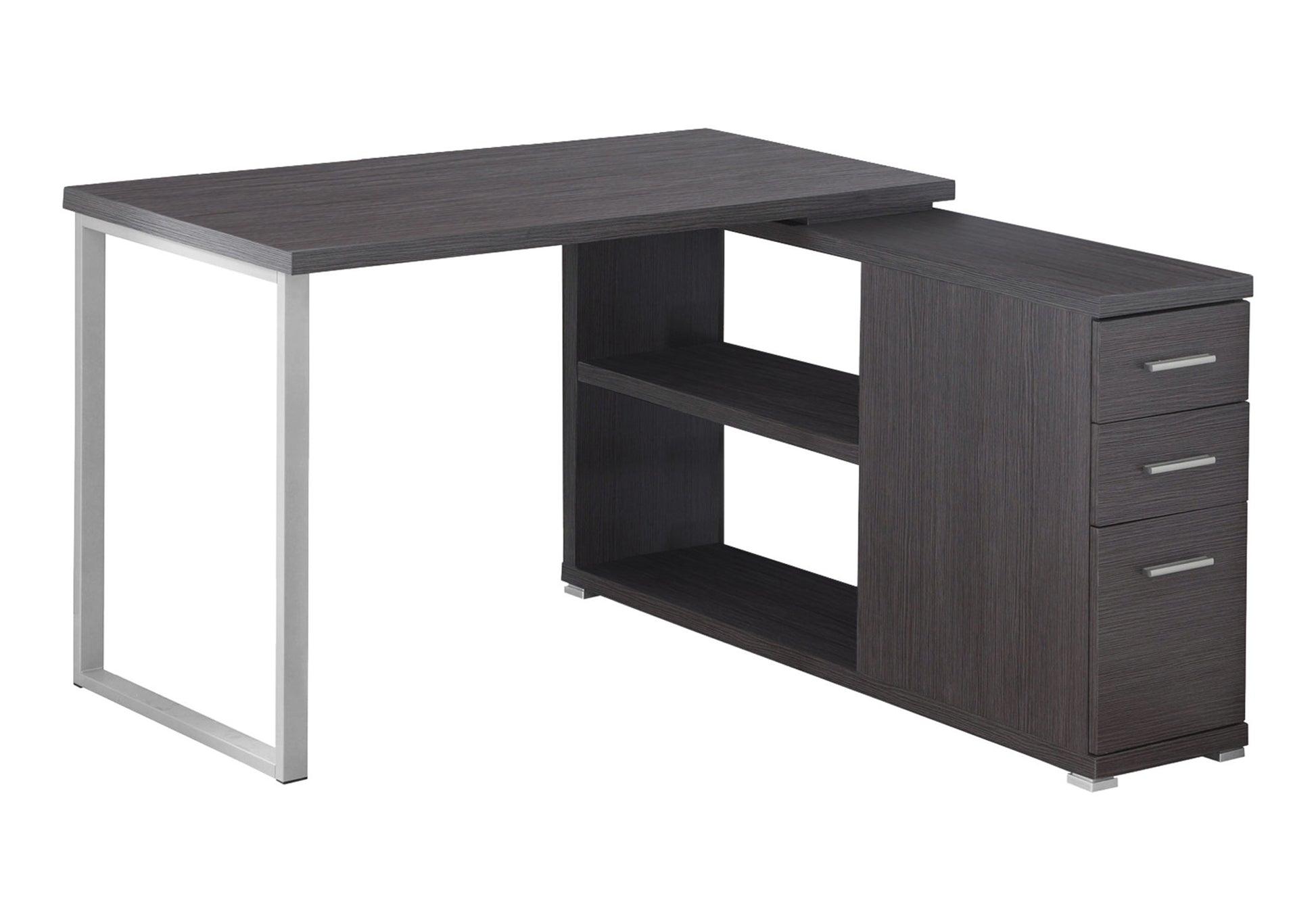 White L-Shape Corner Computer Desk with Storage-Bookshelf-DECOROLALA