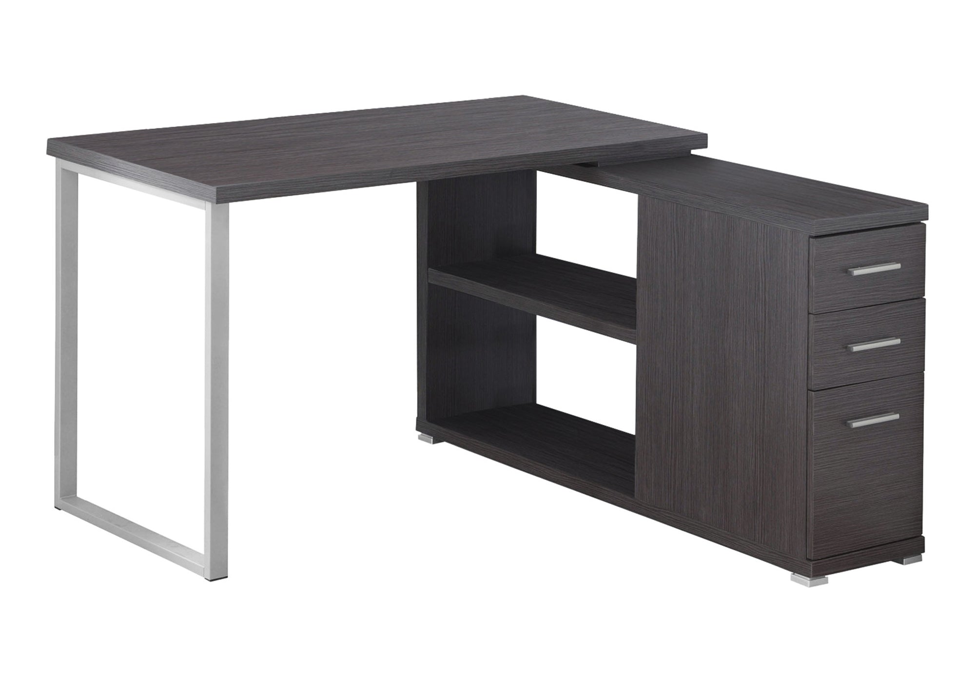 White L-Shape Corner Computer Desk with Storage-Bookshelf-DECOROLALA