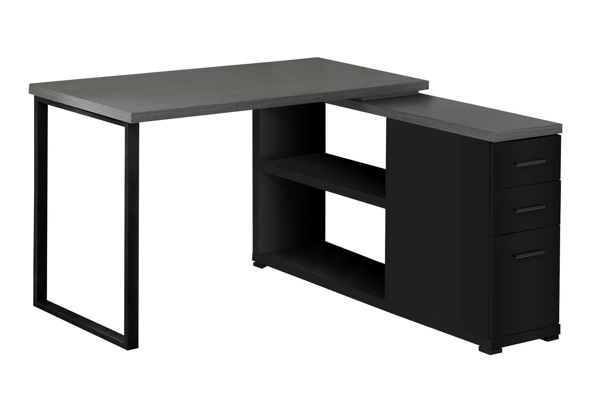 White L-Shape Corner Computer Desk with Storage-Bookshelf-DECOROLALA
