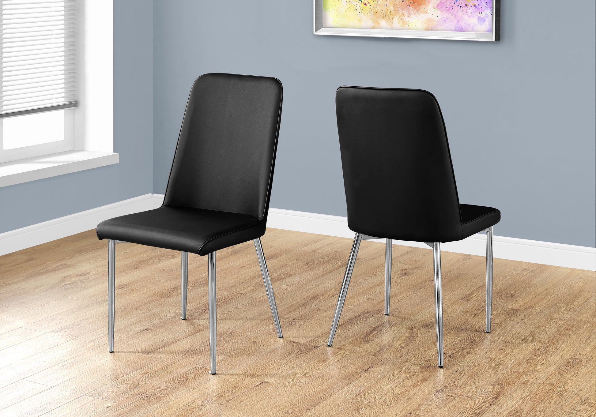 White Leather Dining Chair Set of 2 - Chrome Legs-Dining Set-DECOROLALA