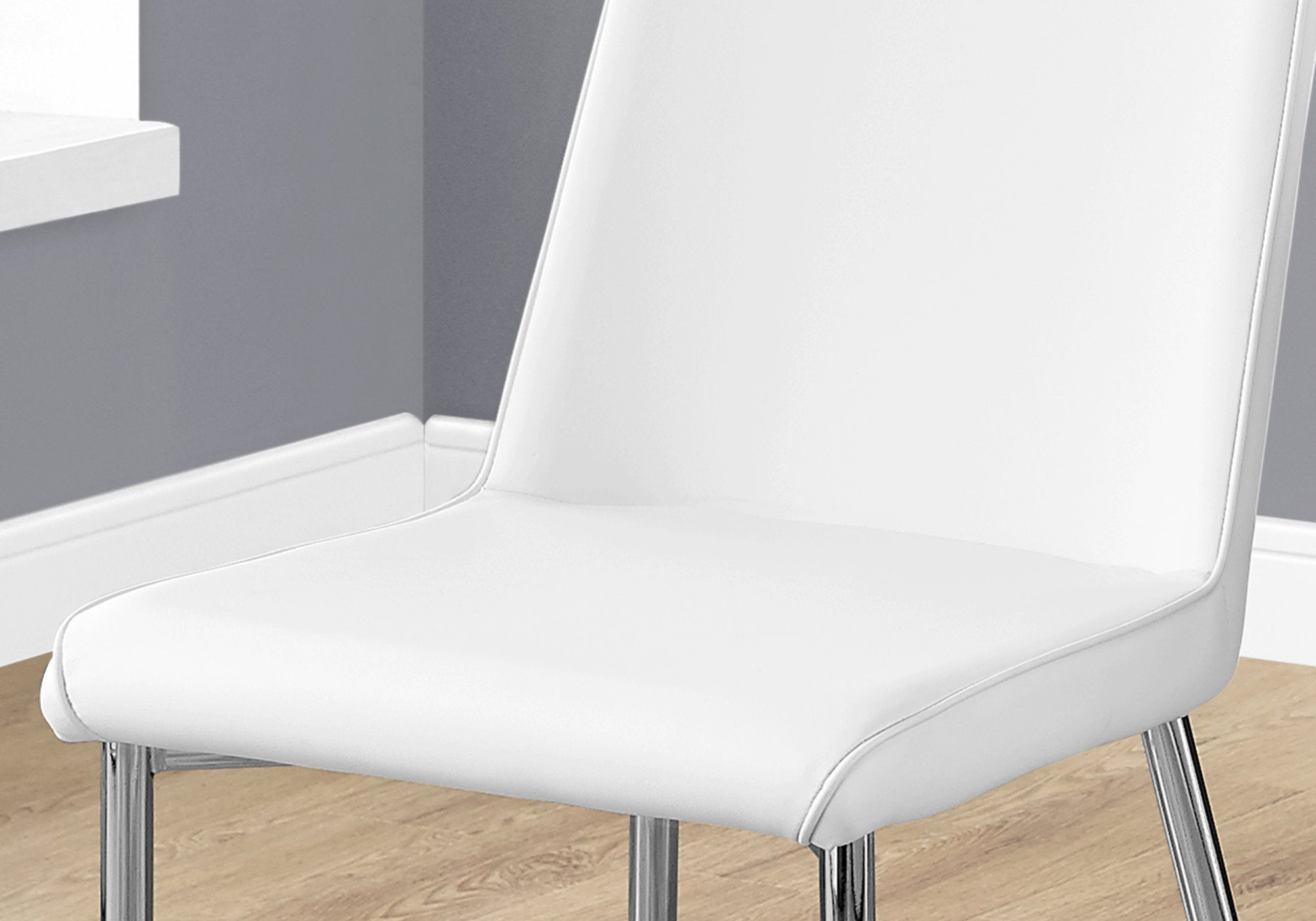 White Leather Dining Chair Set of 2 - Chrome Legs-Dining Set-DECOROLALA