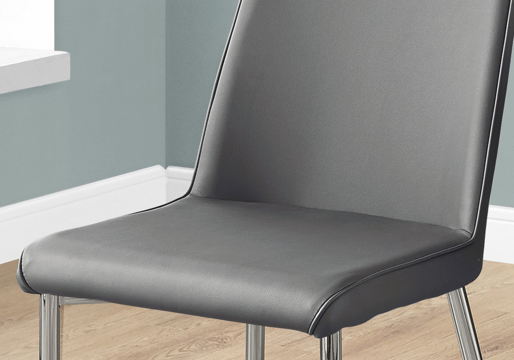 White Leather Dining Chair Set of 2 - Chrome Legs-Dining Set-DECOROLALA