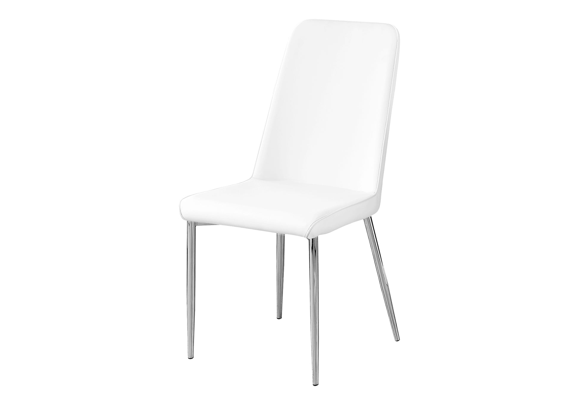 White Leather Dining Chair Set of 2 - Chrome Legs-Dining Set-DECOROLALA