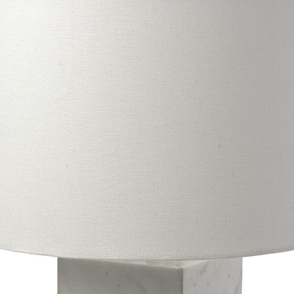 White Marble And Natural Wood Block Table Or Desk Lamp-Table Lamps-DECOROLALA