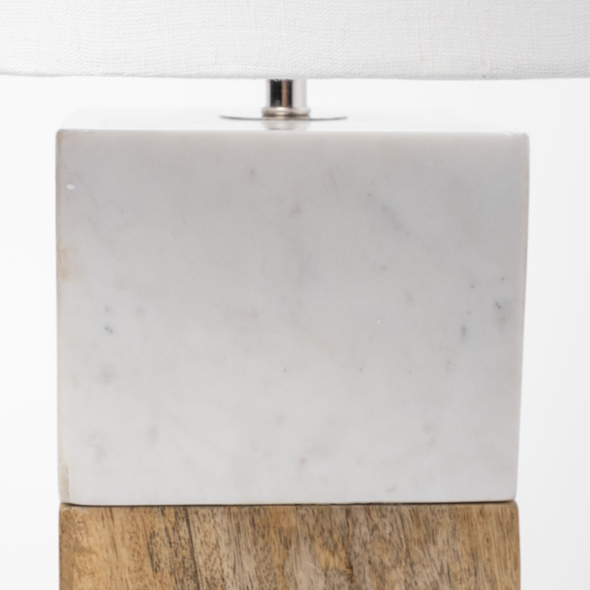White Marble And Natural Wood Block Table Or Desk Lamp-Table Lamps-DECOROLALA