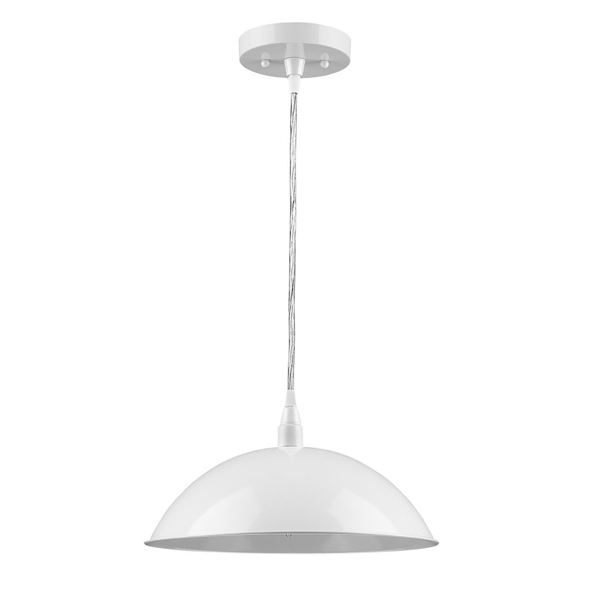 White Metal Hanging Light with Dome Shade-Chandeliers-DECOROLALA