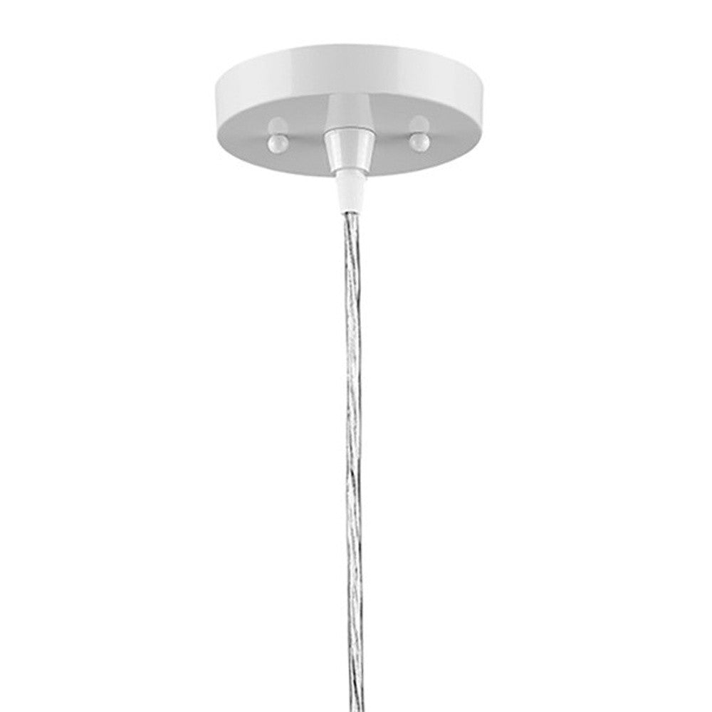 White Metal Hanging Light with Dome Shade-Chandeliers-DECOROLALA