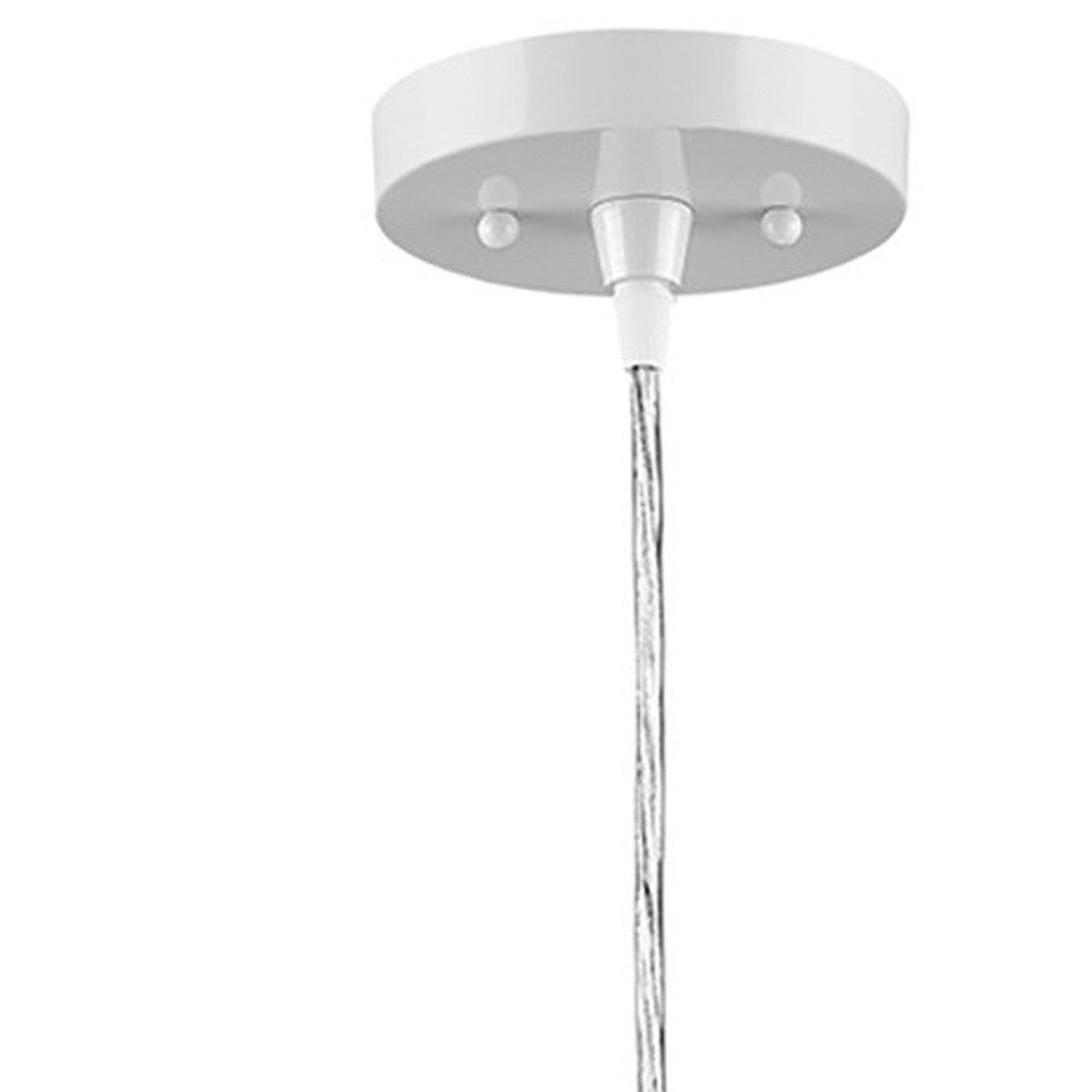 White Metal Hanging Light with Dome Shade-Chandeliers-DECOROLALA