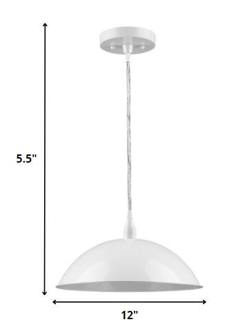 White Metal Hanging Light with Dome Shade-Chandeliers-DECOROLALA