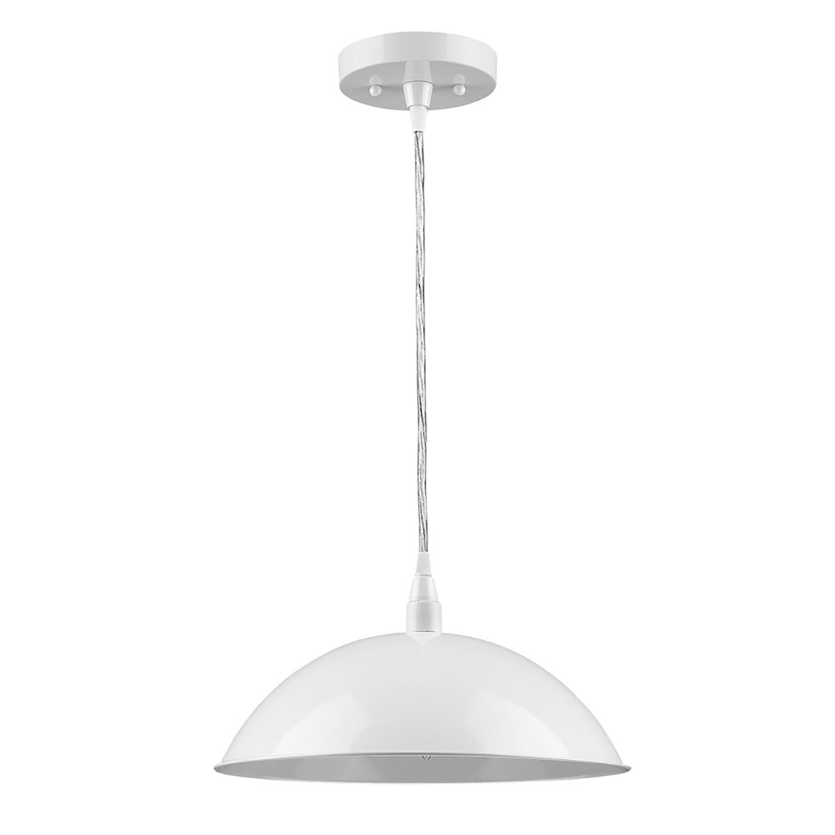 White Metal Hanging Light with Dome Shade-Chandeliers-DECOROLALA