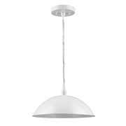 White Metal Hanging Light with Dome Shade-Chandeliers-DECOROLALA