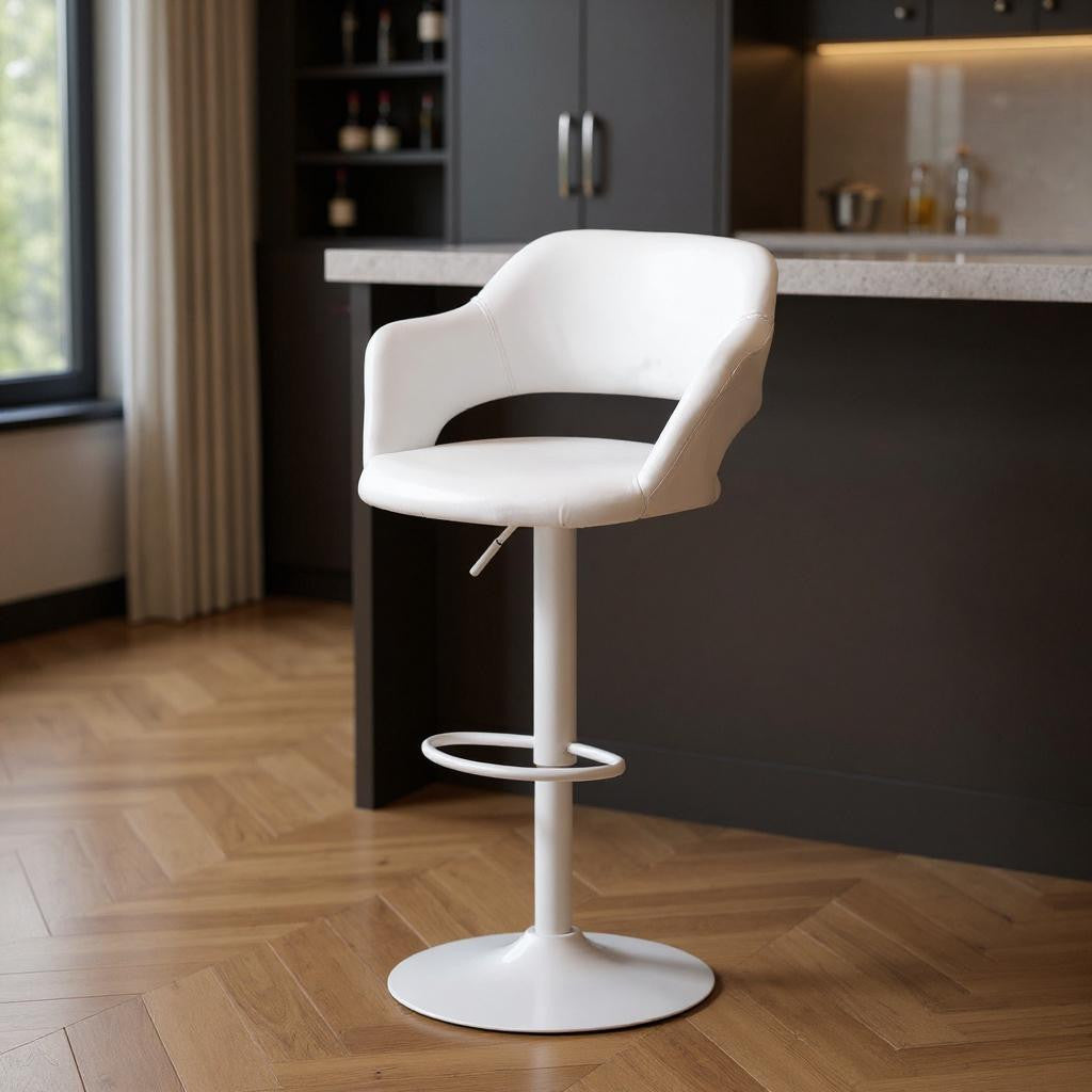 White Metal Low Back Bar Height Bar Chair-Bar Chairs-DECOROLALA
