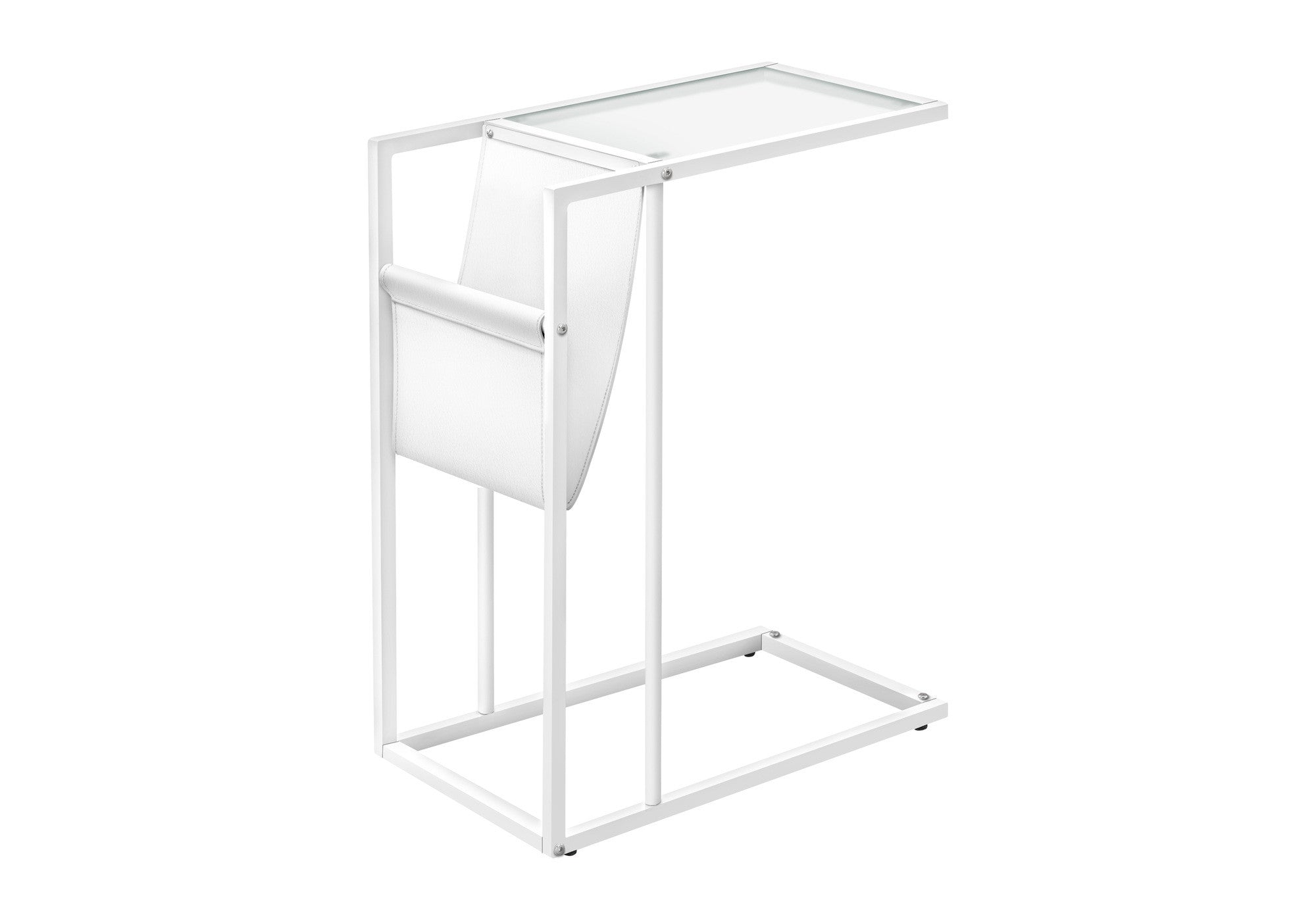 White Modern Metal And Glass Tv Table-Tray Tables-DECOROLALA