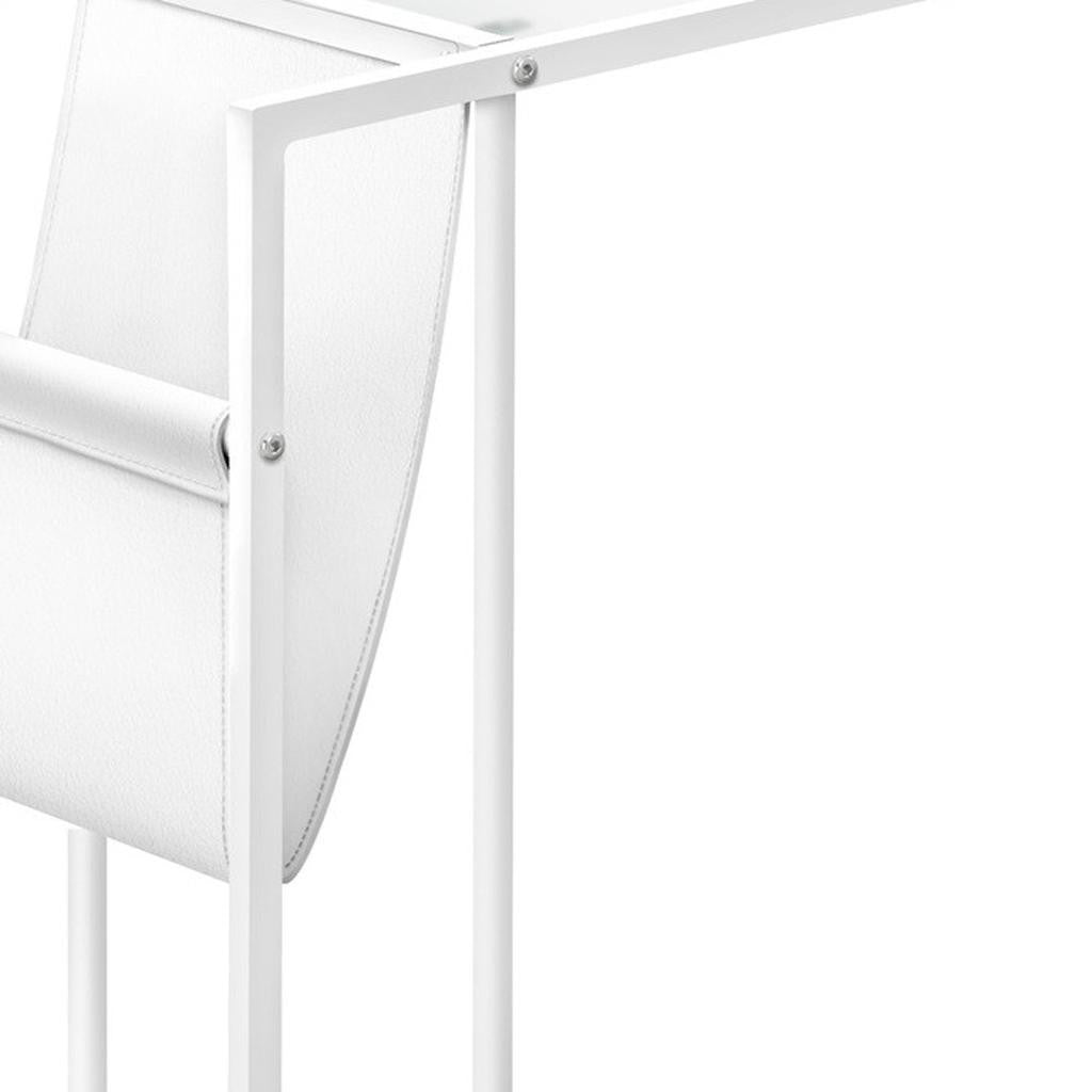 White Modern Metal And Glass Tv Table-Tray Tables-DECOROLALA