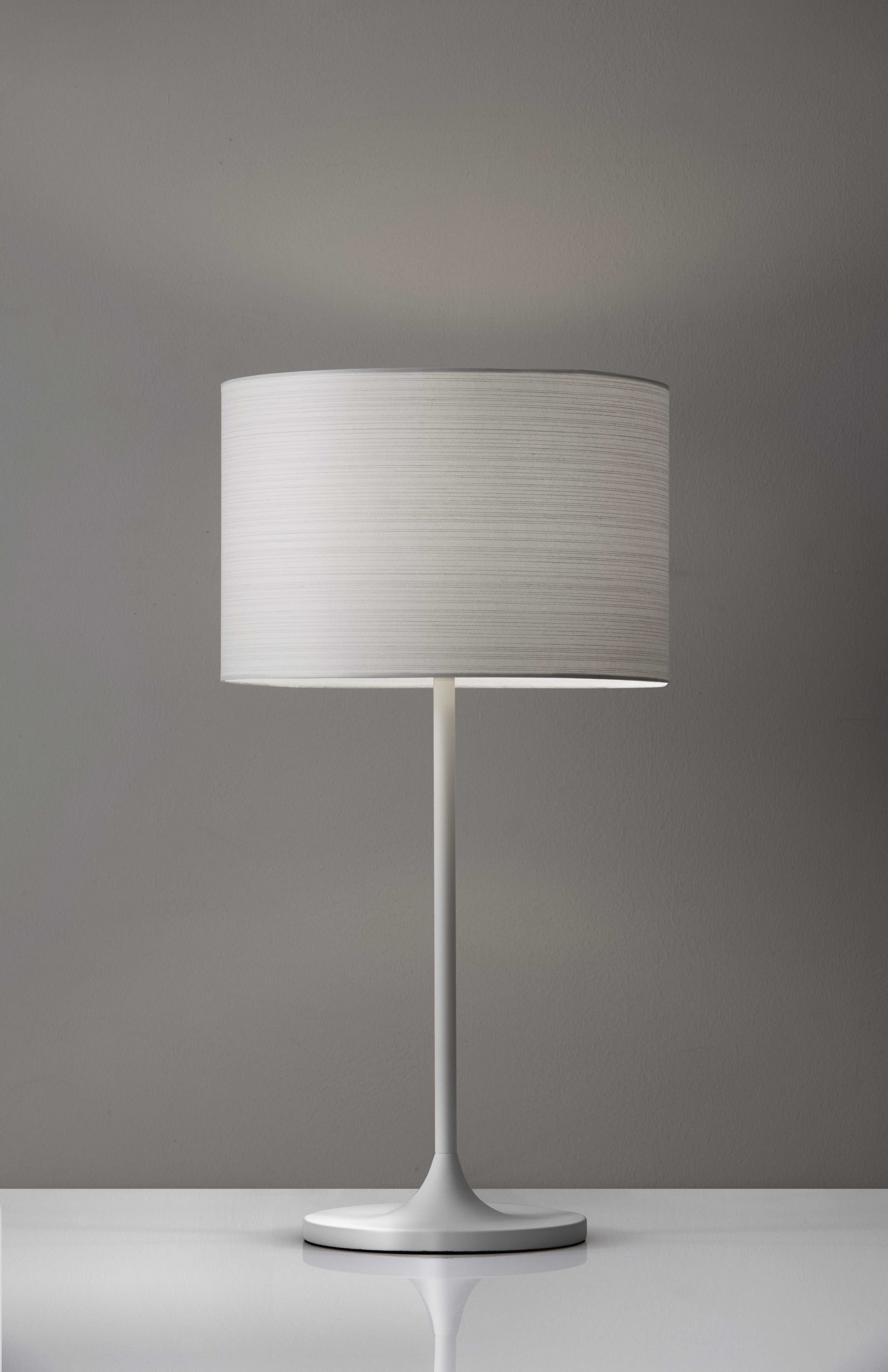 White On White Metal Table Lamp-Table Lamps-DECOROLALA
