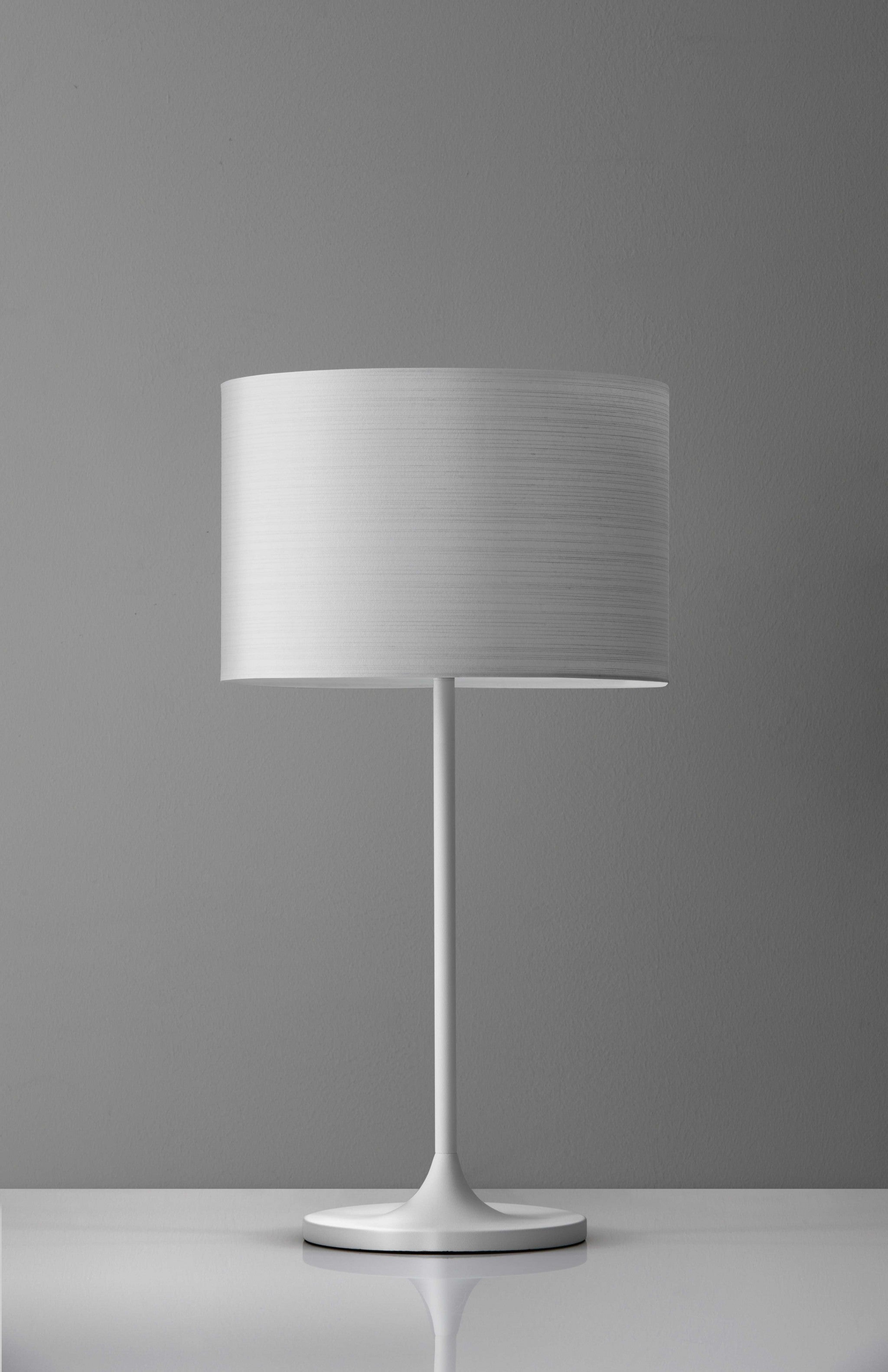 White On White Metal Table Lamp-Table Lamps-DECOROLALA