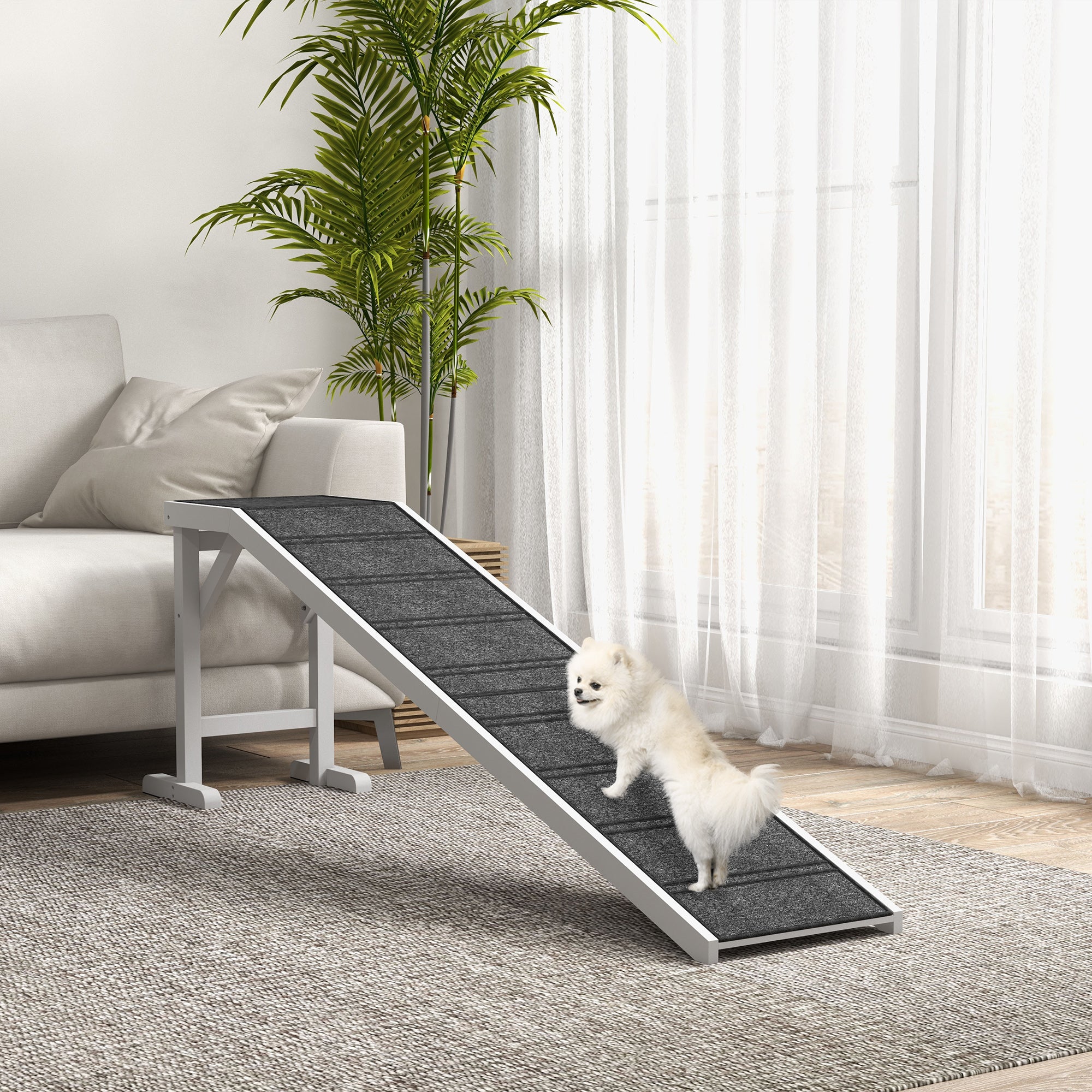 White Pine Wood Pet Ramp with Non-slip Carpet - 74" x 16" x 25"-Dogs-DECOROLALA