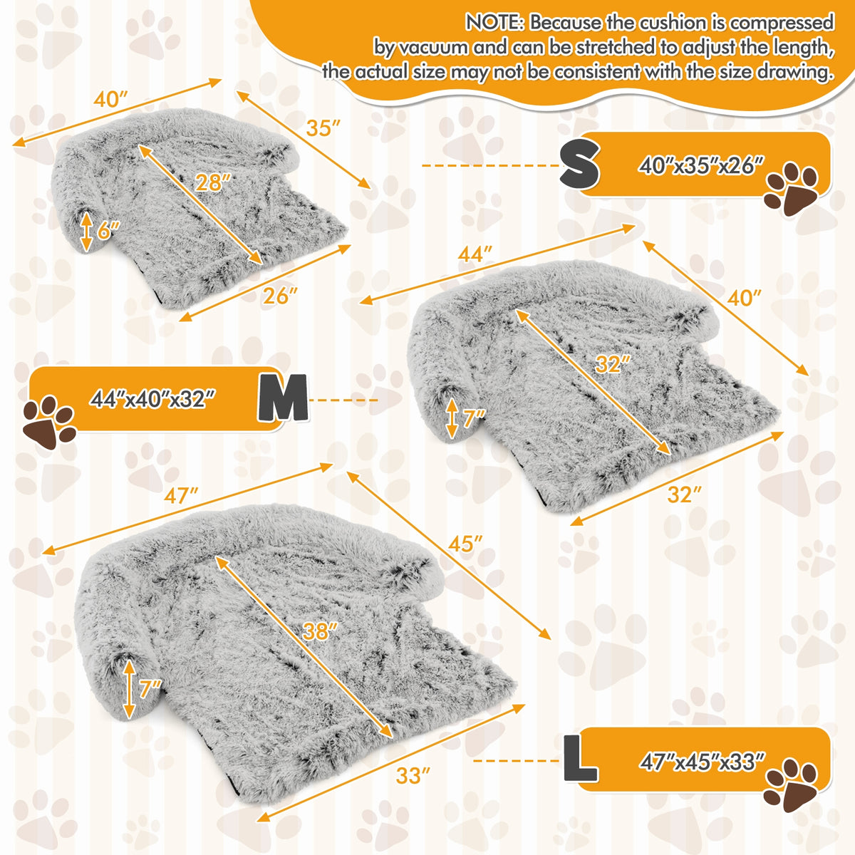 White Plush Calming Dog Couch Bed with Anti-Slip Bottom-M-Dog Supplies-DECOROLALA