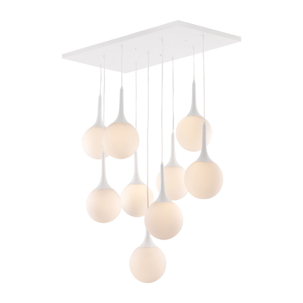 White Shaded Nine Light Metal Dimmable Ceiling Light-Chandeliers-DECOROLALA