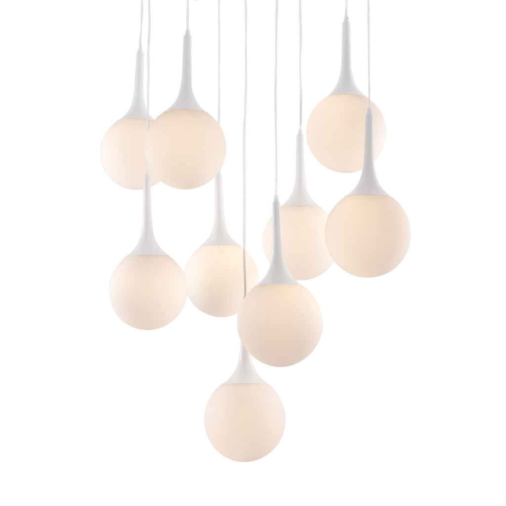 White Shaded Nine Light Metal Dimmable Ceiling Light-Chandeliers-DECOROLALA