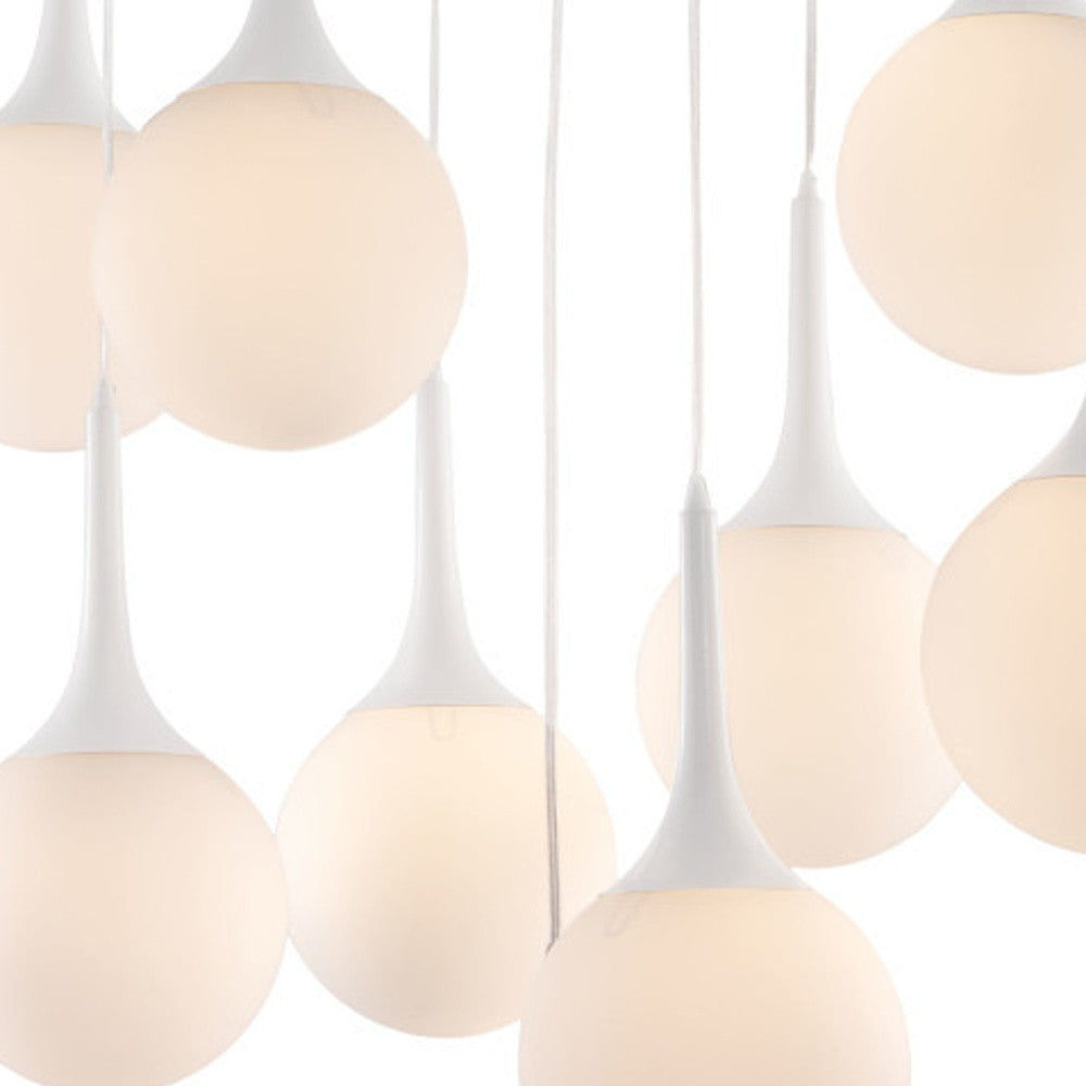 White Shaded Nine Light Metal Dimmable Ceiling Light-Chandeliers-DECOROLALA