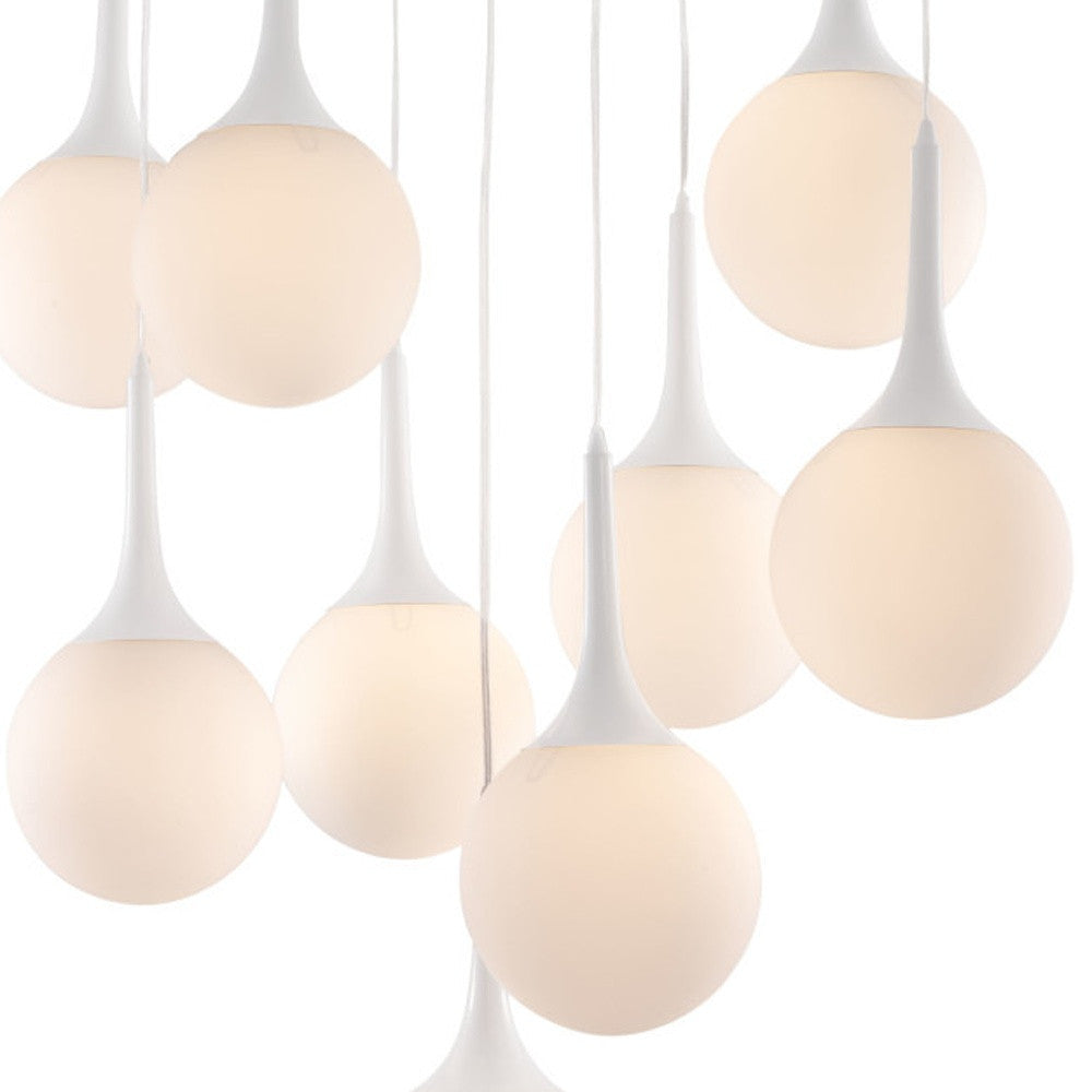 White Shaded Nine Light Metal Dimmable Ceiling Light-Chandeliers-DECOROLALA