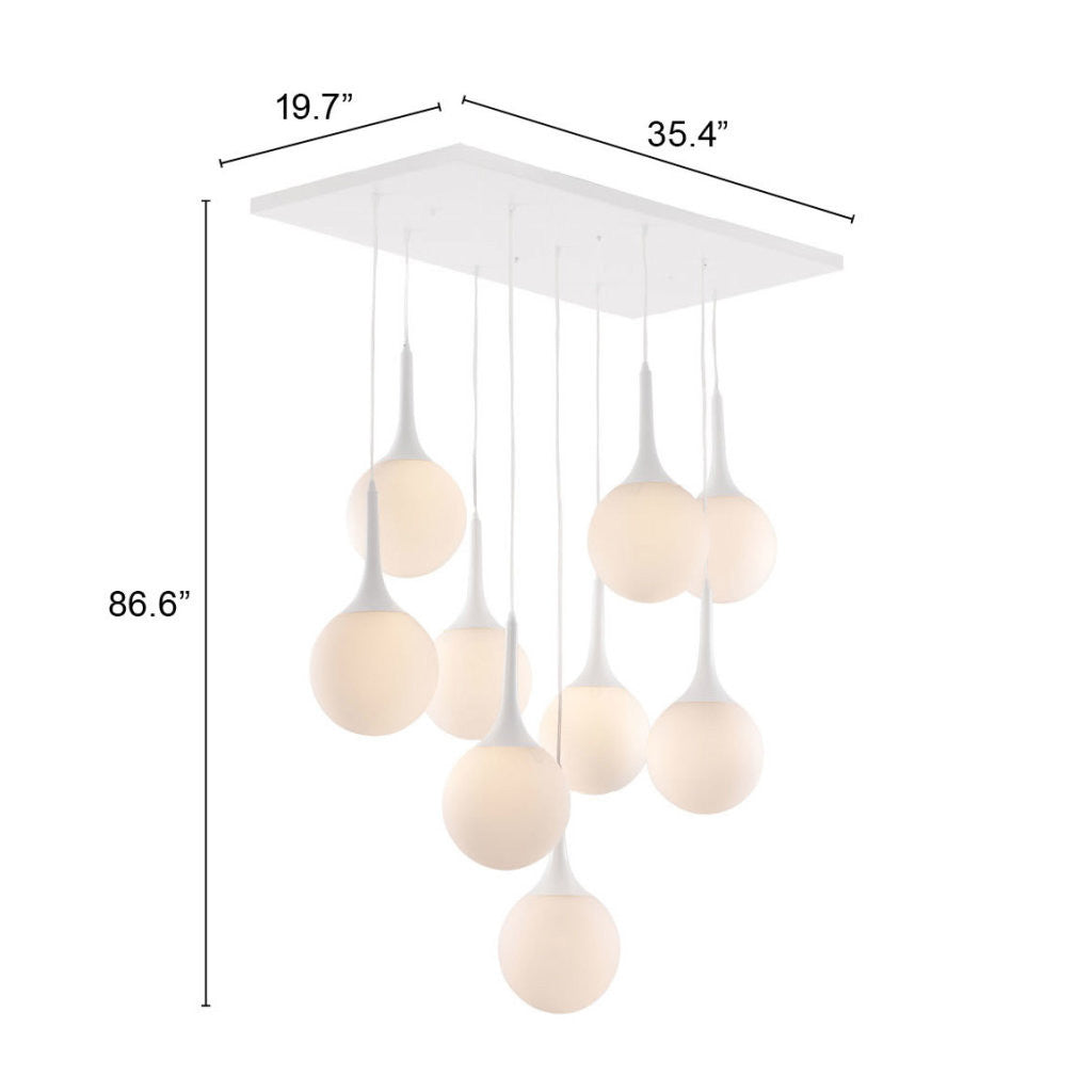 White Shaded Nine Light Metal Dimmable Ceiling Light-Chandeliers-DECOROLALA