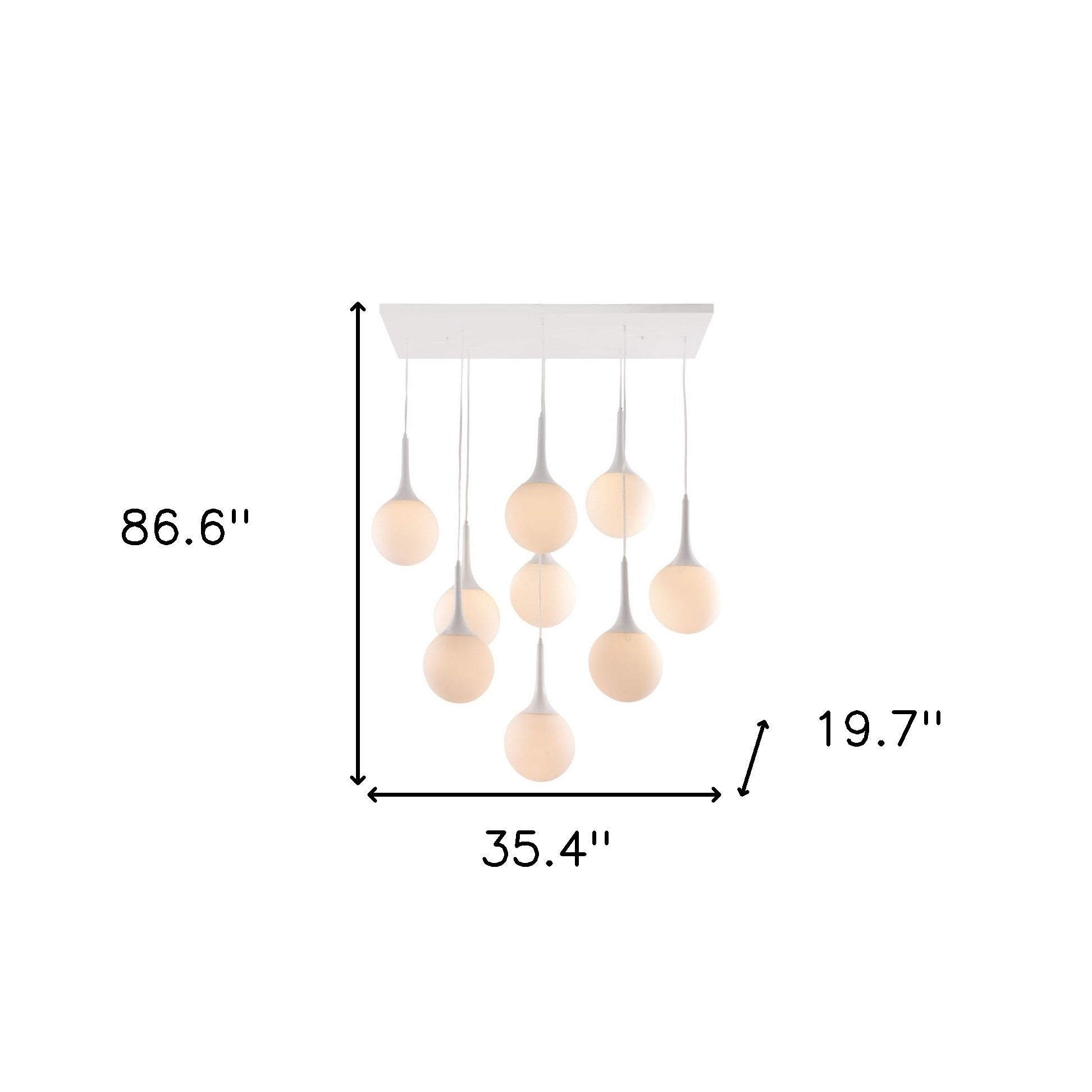 White Shaded Nine Light Metal Dimmable Ceiling Light-Chandeliers-DECOROLALA