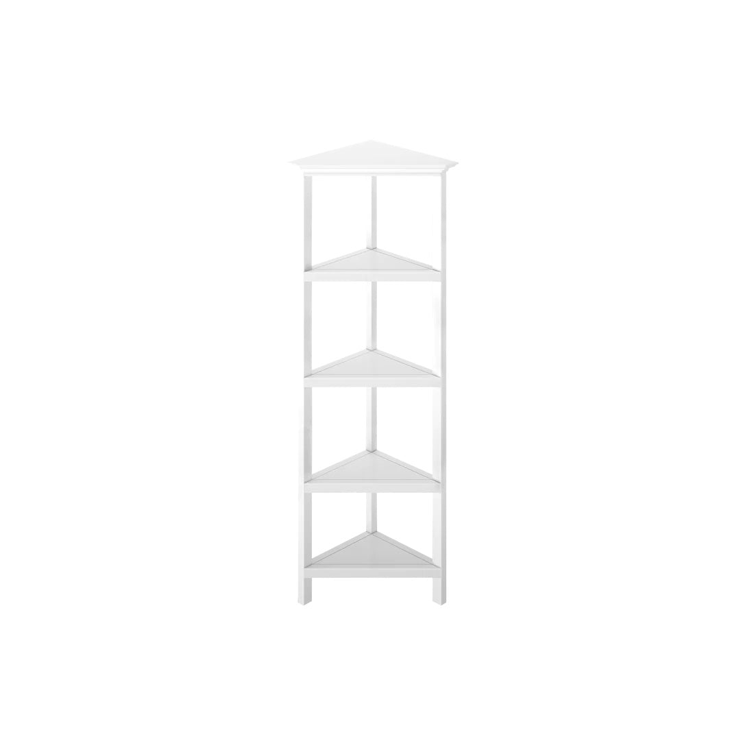 White Solid Wood Corner Bookcase-Bookcases-DECOROLALA