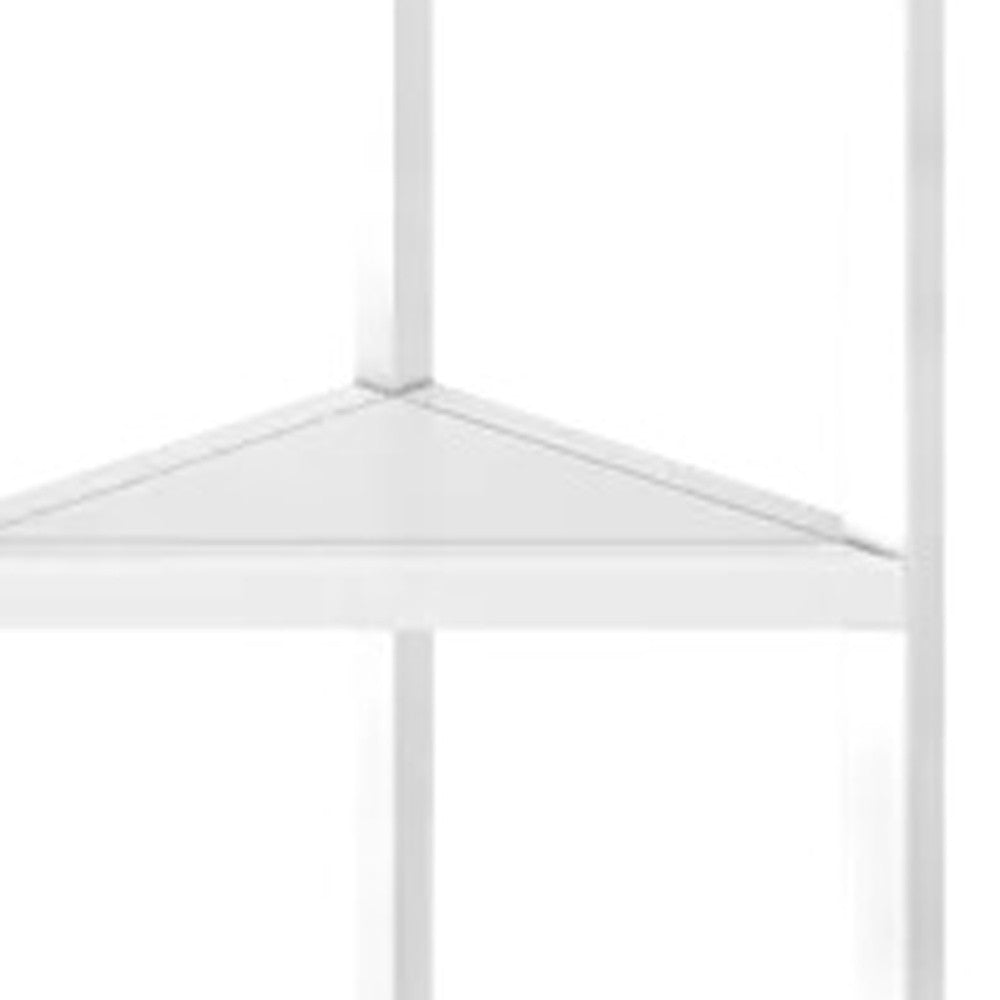 White Solid Wood Corner Bookcase-Bookcases-DECOROLALA