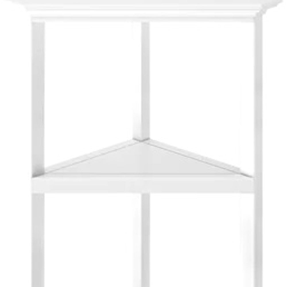 White Solid Wood Corner Bookcase-Bookcases-DECOROLALA