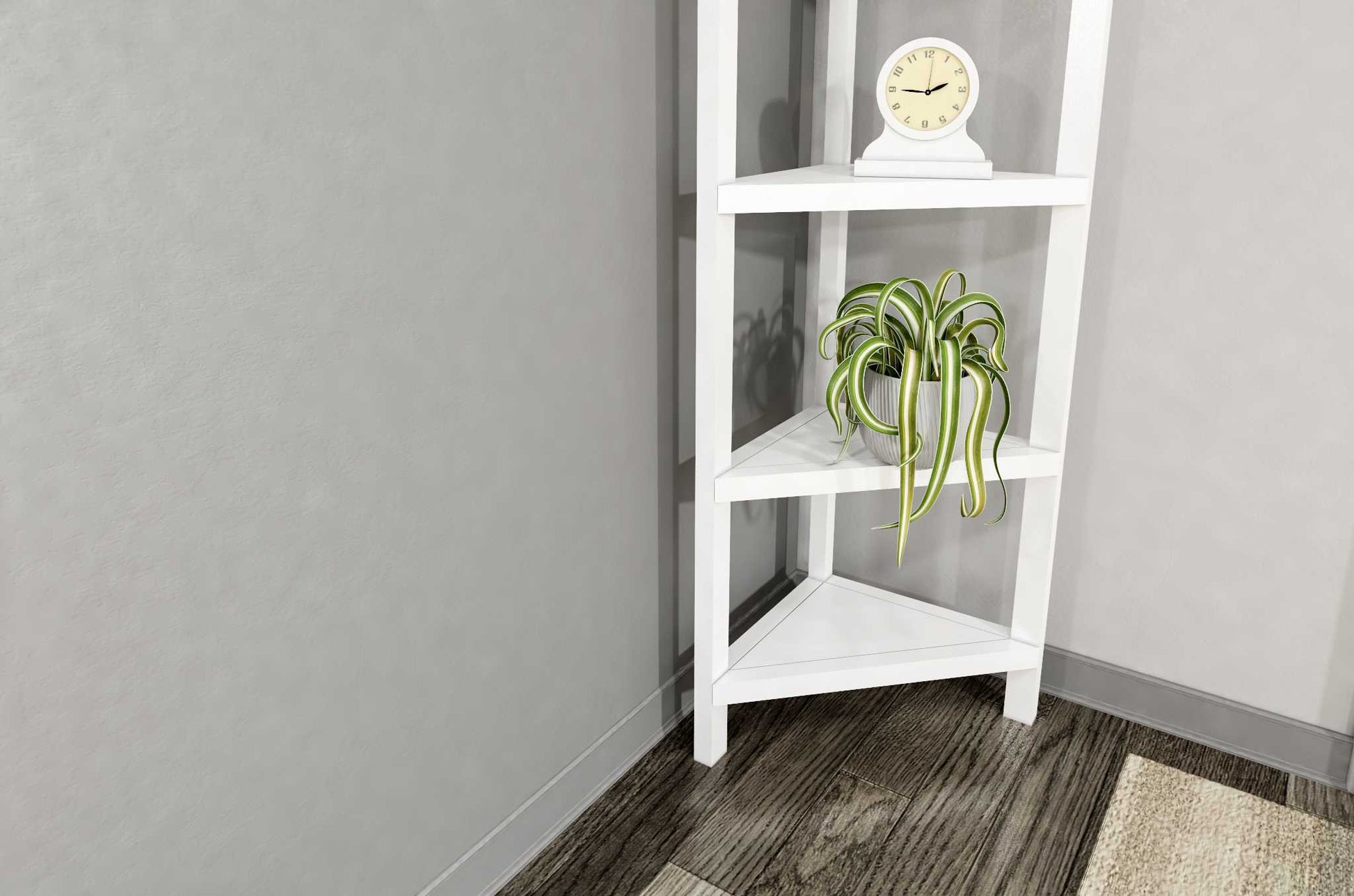 White Solid Wood Corner Bookcase-Bookcases-DECOROLALA