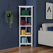 White Solid Wood Corner Bookcase-Bookcases-DECOROLALA