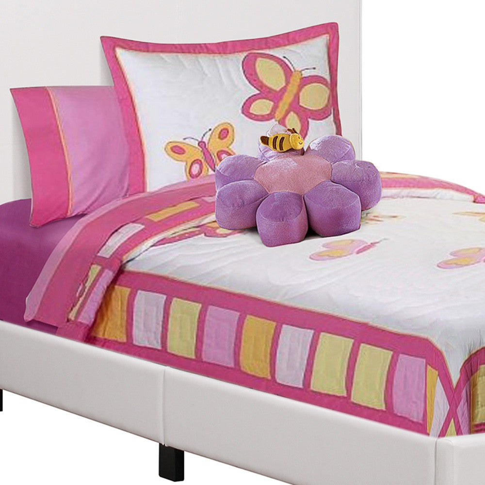 White Solid Wood Twin Upholstered Faux Leather Bed Frame-Standard Beds-DECOROLALA