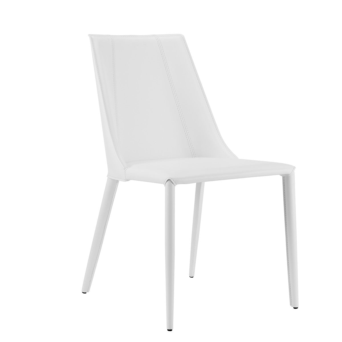 White Upholstered Leather Dining Side Chair-Dining Chairs-DECOROLALA